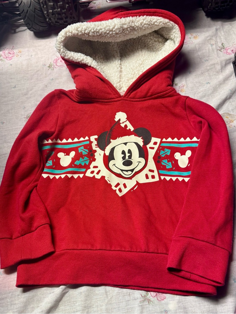 Disney Red Mickey Mouse Sherpa Hoodie for Kids